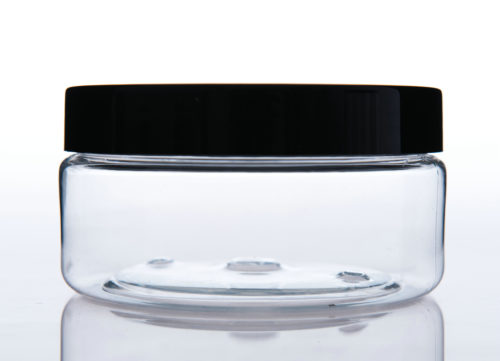 200ml 6.67oz clear straight PET plastic jar black lid, Item no.: BJ200-1, Size: Dia.93x49mm, Neck finish: Dia.88mm