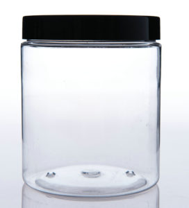 BJ600-1, 600ml 20oz PET clear jar with black lid