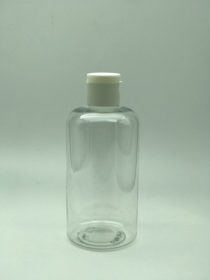 BT24-250-7, 250ml 8.33oz clear hand antibacterial gel and sanitizer round PET bottle with white flip cap
