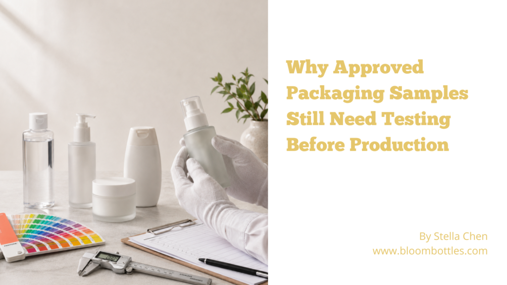 Approved skincare packaging samples checked before production
