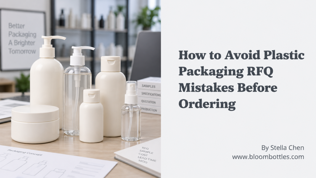 Plastic packaging bottles, jars and pumps reviewed for an RFQ before supplier quotation