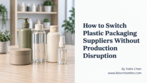 Plastic bottles and closures prepared for transfer from an existing packaging supplier to a new supplier